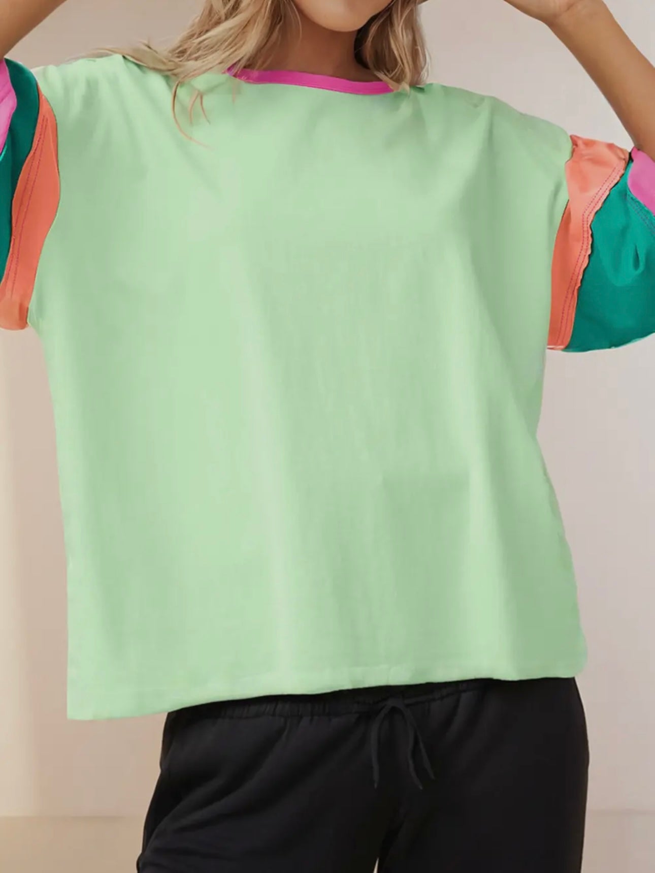 Color Block Oversized Top