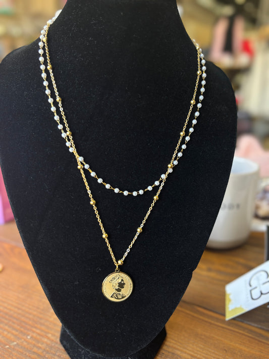 18k Stainless Steel Elizabeth II Necklace