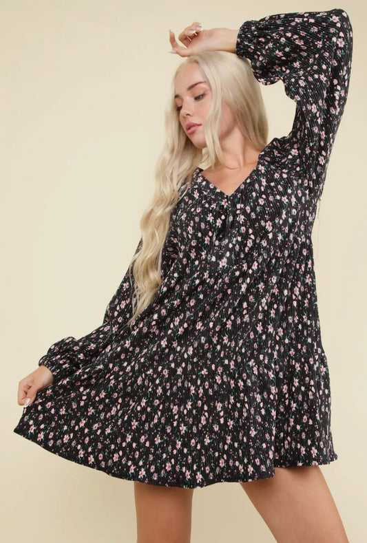 Velvet Babydoll Mini Dress