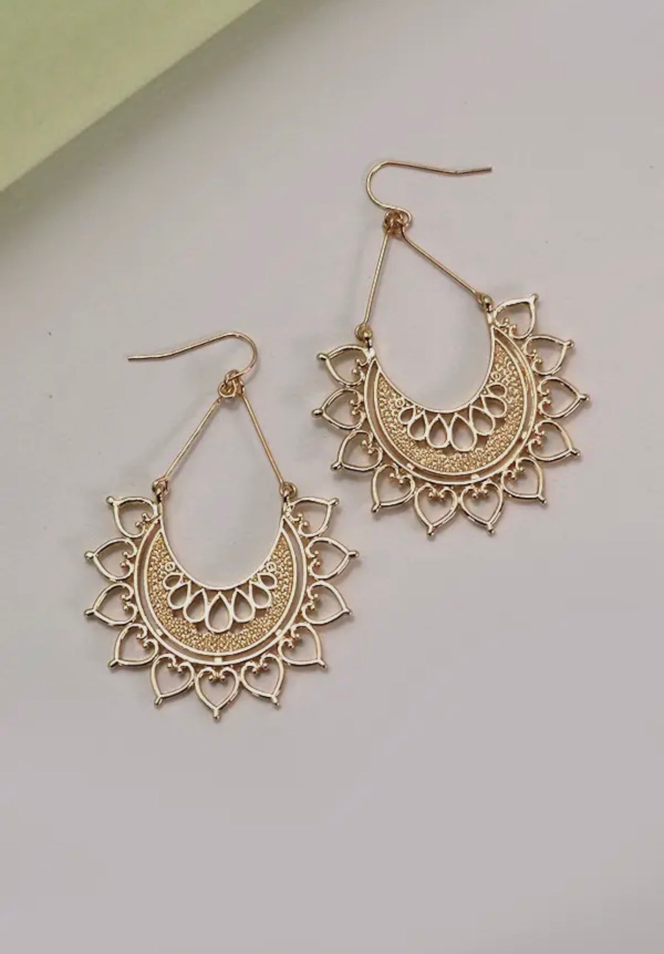Boho Half Circle Flower Drop Earrings