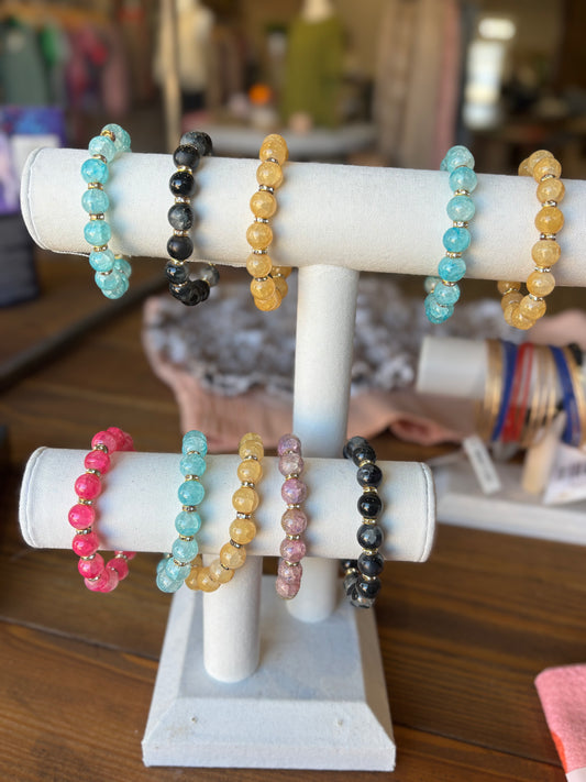 Soft Tone Beaded Stretch Glass Bracelets